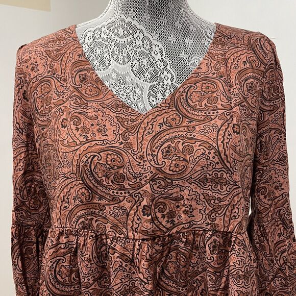 Rachel Ashwell Paisley Dress Womens Small Boho‎ Ruffle Hem Prairie Cottage Core - Picture 2 of 6